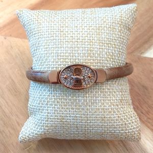 Fossil Bracelet with leather strap and CZ  Lock